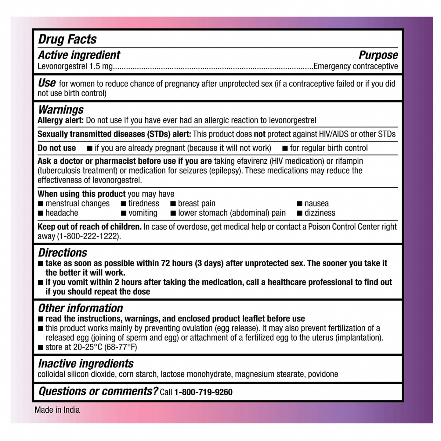 Option 2 Levonorgestrel Tablet, 1.5 mg - Emergency Contraception Morning After Pill (Price in Manila Philippines)